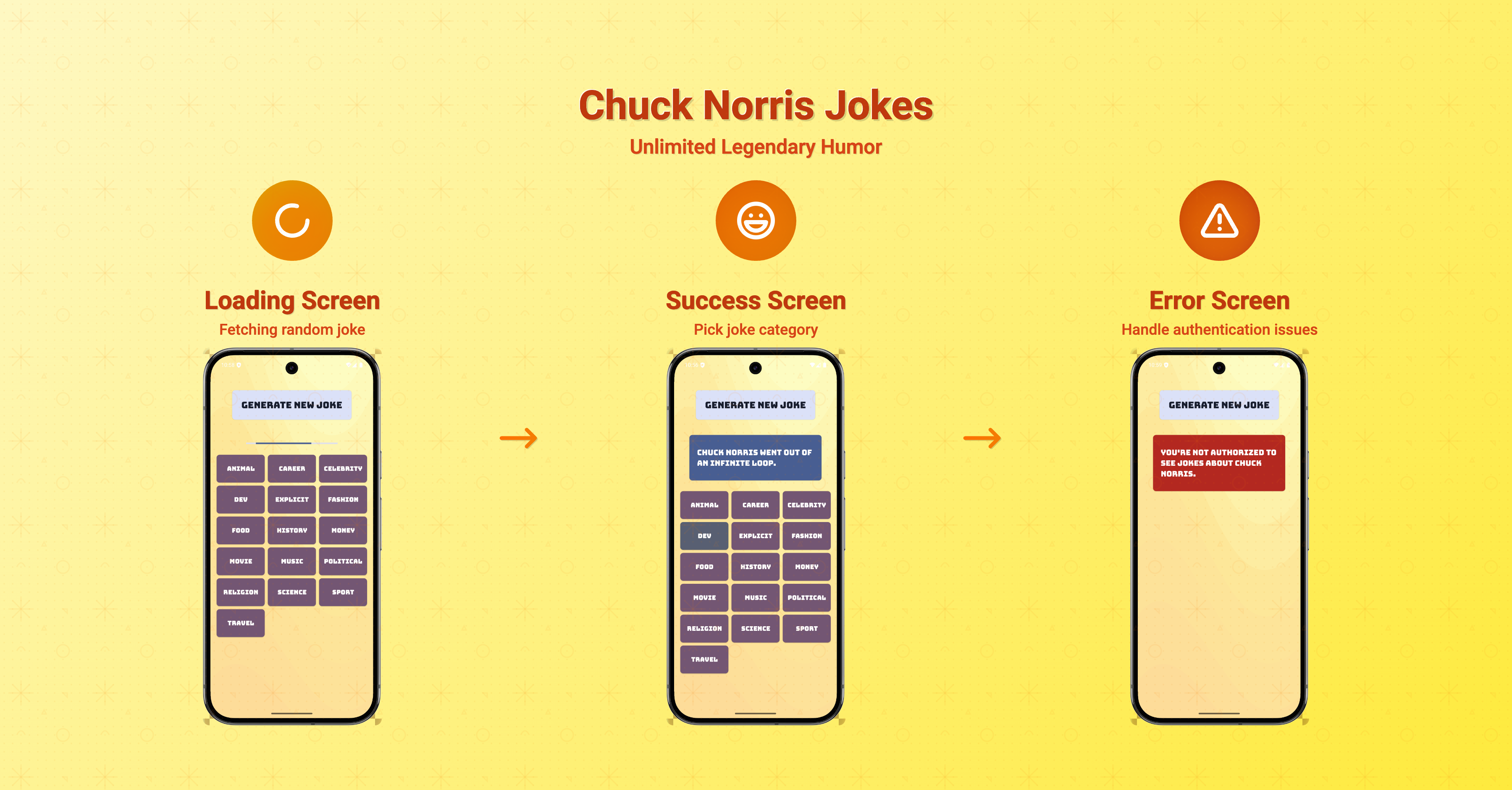 Chuck Norris jokes Android app preview